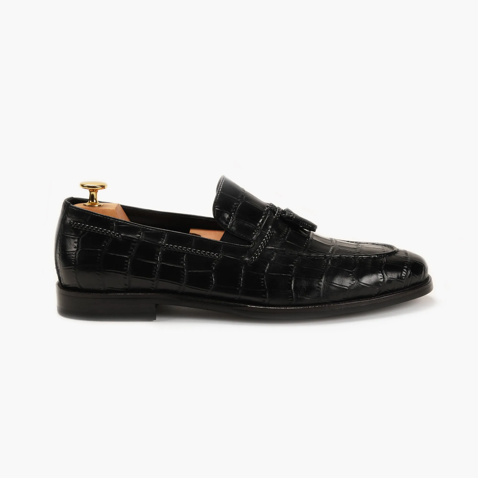 Croc Effect Tassle Moccasins